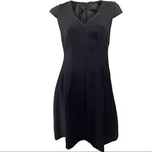Topshop Fit Flare Crepe Smart Black Dress size 10